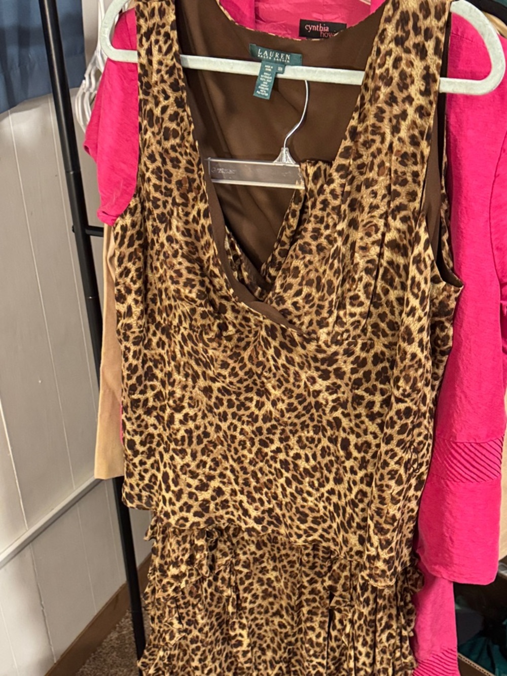 Ralph Lauren SILK early 2000s Leopard Silk Shell 2 piece dress